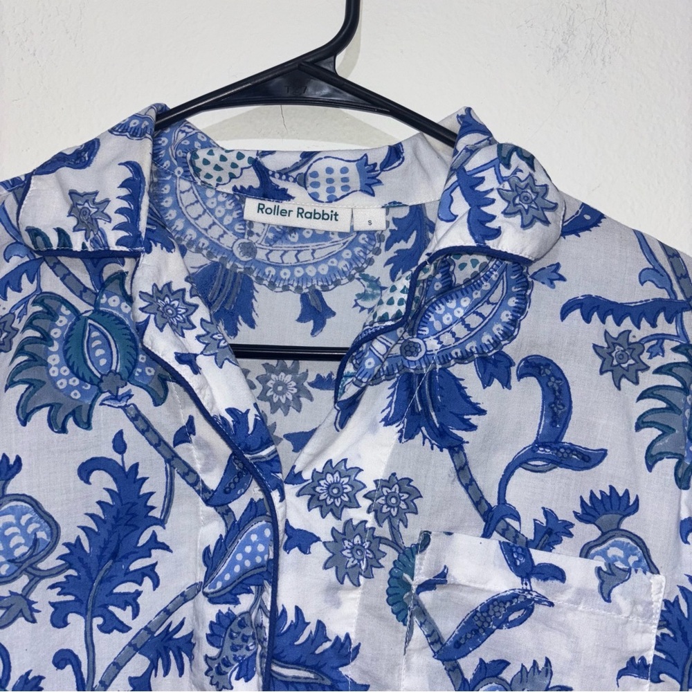 Roller Rabbit Pajama Top Button Down Size Xs - image 2